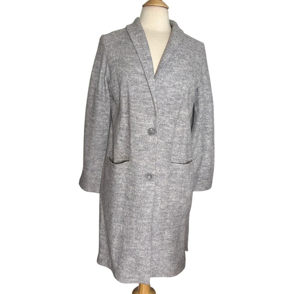 Tribal Wool Blend Light Grey Long Trench Coat Long Jacket Dress Formal Everyday
